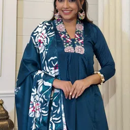 KALINI Women Embroidered Art Silk Kurta Sets With Dupatta image 4