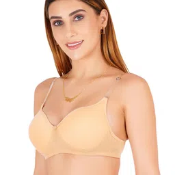 Liigne Pack of 5 Women Full Coverage Transparent Strap Padded T-shirt Bra image 2