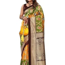 KANOODA Ethnic Motifs Woven Design Mysore Silk Saree-image-71