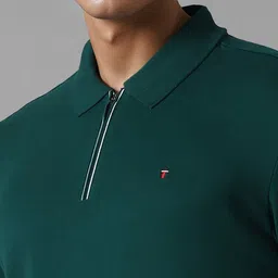 Louis Philippe Sport Men Solid Polo Collar Cotton Slim Fit T-Shirt image 2