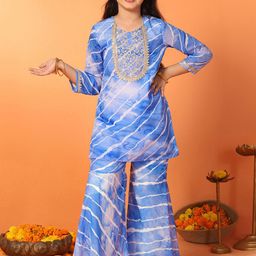 BAESD Girls Leheriya Printed Regular Kurta with Sharara-picture-48