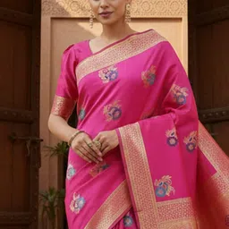 Anouk Rustic Ethnic Motifs Zari Silk Blend Banarasi Saree image 3