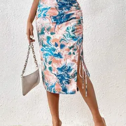 JINJIN FASHION Floral Printed High-Waist Knee-Length Pencil Skirts-picture-21