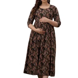 ANUOM Floral Print Maternity Fit & Flare Dress-picture-20