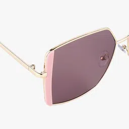 PELLE LUXUR Unisex Brown Lens & Gold-Toned Oversized Sunglasses with image 2