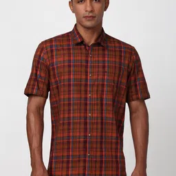 Peter England Casuals Men Slim Fit Tartan Checks Casual Shirt-picture-24