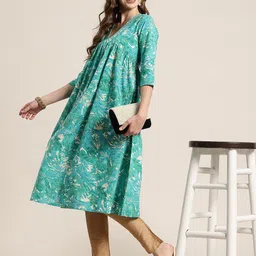 HERE&NOW Abstract Printed Empire Pure Cotton Kurta image 3