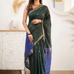 ZIKARAA Woven Design Zari Silk Cotton Handloom Saree-picture-25