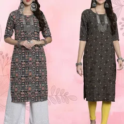 Ethnic basket Women Pack Of 2 Multicoloured Crepe Kurtas-picture-32