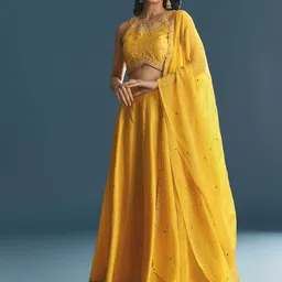 KALKI Fashion Embroidered Thread Work Ready to Wear Lehenga & Blouse With Dupatta image 3