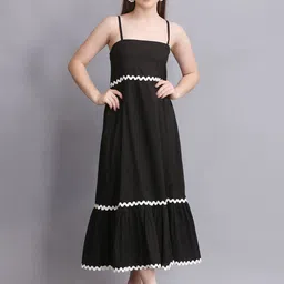 SWISHIN Women Shoulder Straps Fit & Flare Midi Dress-picture-10