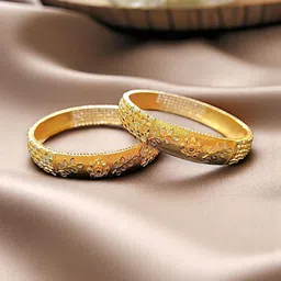 AccessHer Set Of 2 Gold-Plated Stones-Studded Bangles image 4