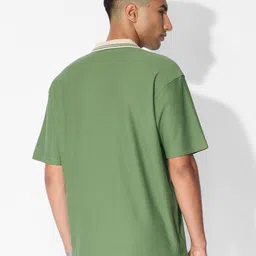 The Souled Store Men Textured Polo Sage T-shirt image 3