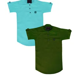 OJ TREND Kids-Boys Blue Kurtas-picture-14