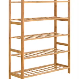 HOKIPO Brown Bamboo 5-Tier Shoe Rack-image-0