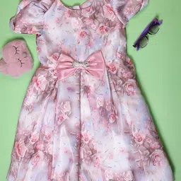 V-Mart Floral Girls Floral Printed Round Neck Fit & Flare Dress-picture-35