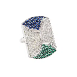 Zoey Silver-Plated American Diamond-Studded Finger Ring image 2