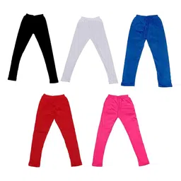FRENCH KLEIDER Girls Pack Of 5 Slim Fit Churidar-Length Leggings-picture-37