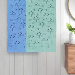Myntra Elegant Homes Blue & Green 2 Pieces Printed Cotton 420 GSM Bath Towel-image-67