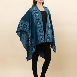 Anouk Teal Printed Open Front Shrug image 4