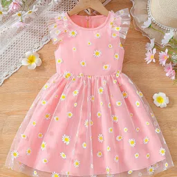 Xsole Girls Floral Print Flutter Sleeves Fit & Flare Mini Dress-image-42