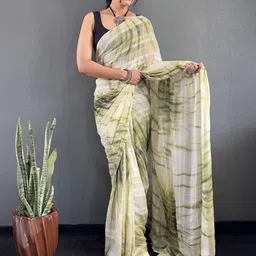 V3 FASHION STUDIO Women Abstract Printed Pure Georgette Leheriya Saree image 5