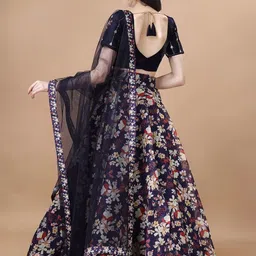 Piludi Girls Printed V-Neck Semi-Stitched Lehenga & Unstitched Blouse With Dupatta image 3