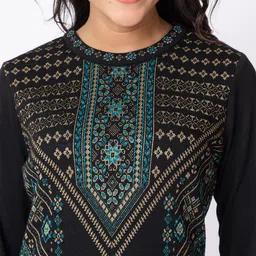 KEIKO Ethnic Motifs Printed Round Neck A Line Kurta With Trousers image 2