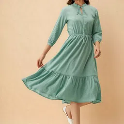 all about you Tie-Up Neck Crepe Fit & Flare Midi Dress image 4