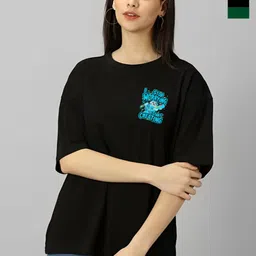 Kushi Flyer Women 2 Printed Mandarin Collar Raw Edge T-shirt-image-98