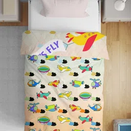 HOME PLUS STUDIOS Beige Cartoon Characters Microfiber AC Room Single Bed Comforter-picture-29