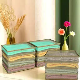 Kuber Industries Gold-Toned & Transparent 12 Pieces Saree Cover With Zip-image-40