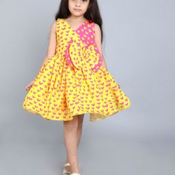 Pink Chick Girls Printed Bow Detail Fit & Flare Dress-picture-24