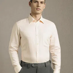 Louis Philippe Textured Long Sleeves Pure Cotton Formal Shirt-image-11