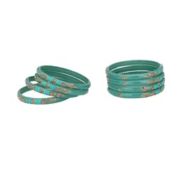 Somil Classic Combo Glass Bangles | Simple Chudi Set For Women & Girls | Daily Use & Special Occasions, Combo Of 2 Set, Green, Multicolor image 4