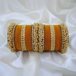 Shasmi Yellow Glass Artificial Stones Bangle image 1
