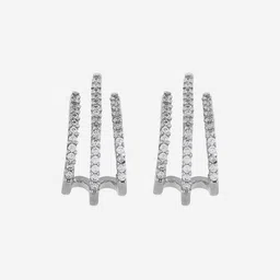 Kushal's Fashion Jewellery Rhodium-Plated Party Zircon Classic Half Hoop Earrings-picture-28
