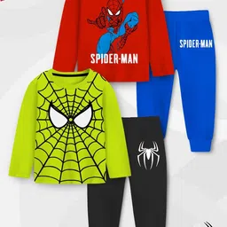 YK Marvel Pack Of 2 Boys Cartoon Characters Printed Round Neck T-shirt With Pyjamas-picture-23
