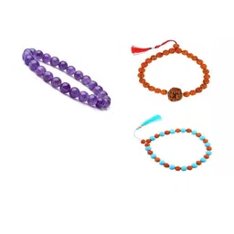 Divine souvenirs Set Of 3 Unisex Artificial Beaded Elasticated Bracelets image 1