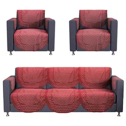 Kuber Industries Maroon & White 16 Pieces Printed Cotton 5 Seater Sofa Cover With Arms image 5