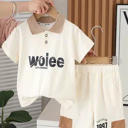 StyleCast x Revolte Boys Typographic Printed Pure Cotton Polo Collar T-shirt & Trousers-picture-44