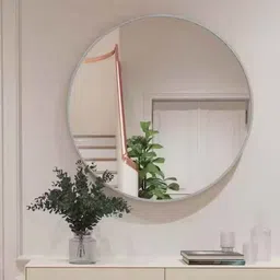 ARYAANSH White Round Glass Wall Mounted Bathroom Mirror-picture-17
