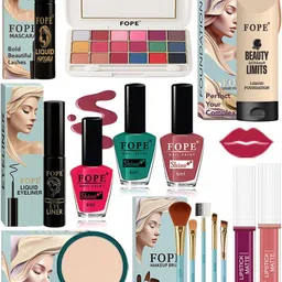 FOPE Set Of 15 Foundation Compact Mascara Lipstick Nail Polish & Brush Set-picture-30