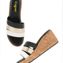 Cogner Women Colourblocked Wedge Sandals image 3