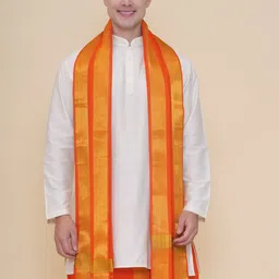 Sethukrishna Men Regular Kurta with Dhoti Pants & With Dupatta image 5