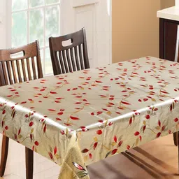 LooMantha Gold-Toned Floral Waterproof Plastic 6-Seater Table Cover-picture-14