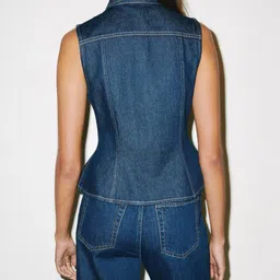 H&M Peplum Denim Waistcoat image 4
