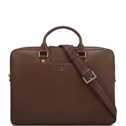 Da Milano Men Textured Leather Laptop Bag-image-36