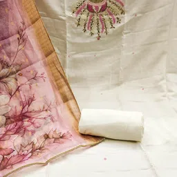 KALINI Embellished Pure Silk Unstitched Dress Material image 3