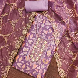 Maroosh Floral Embellished Sequinned Organza Unstitched Dress Material-picture-35